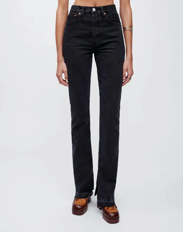 70S High Rise Skinny Boot Jean In Washed Black