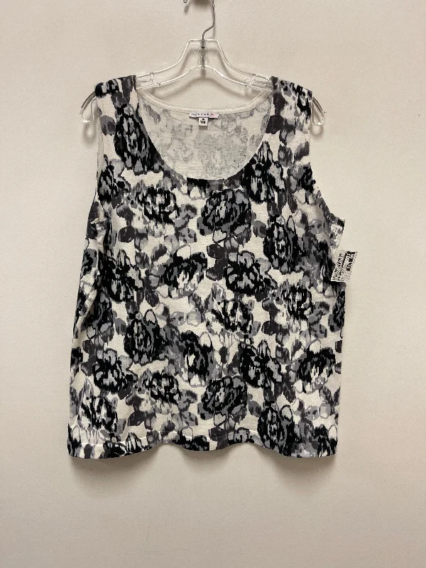 Top Sleeveless By Isaac Mizrahi In Grey & White, Size: 1x