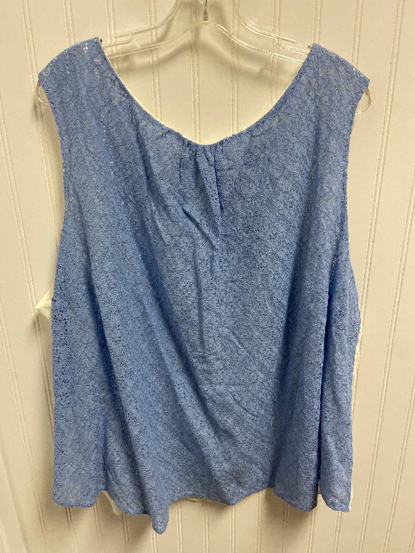 Top Sleeveless By Limited In Blue & Cream, Size: 3x