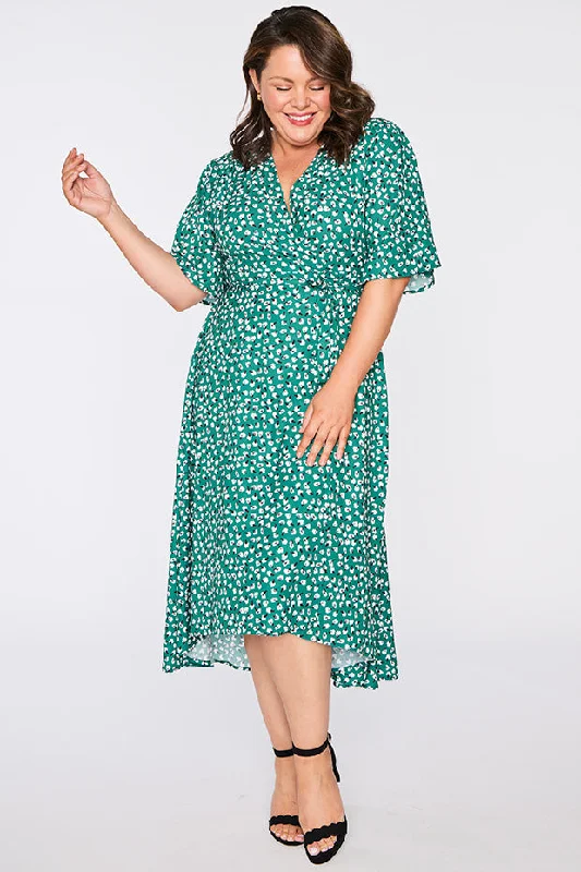 Mandy Green Floral Wrap Dress