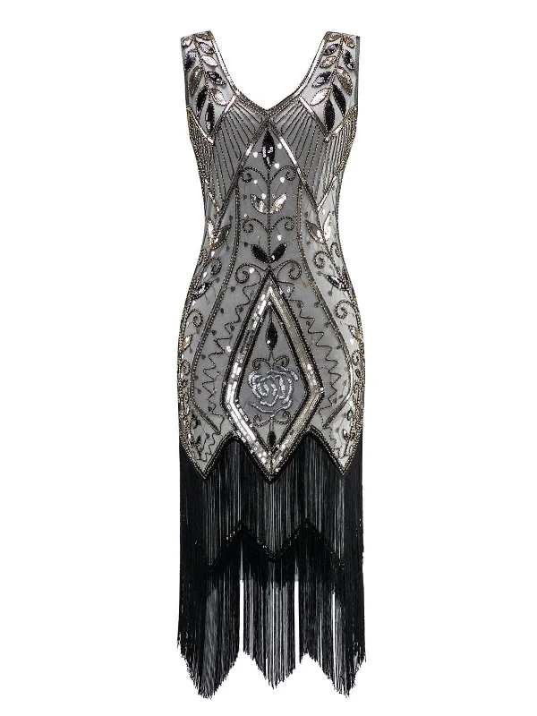 [US Warehouse] White 1920s Sequined Fringe Dress