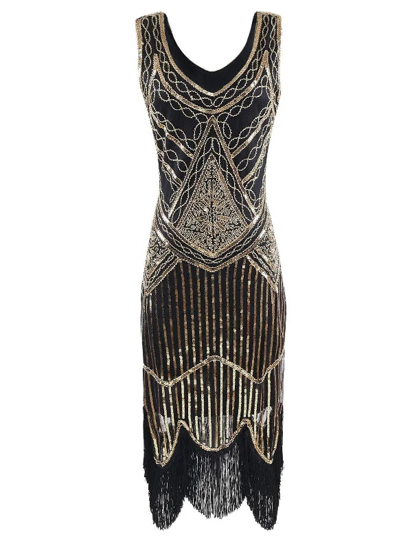 [US Warehouse] Gold 1920s Sequined Flapper Dress