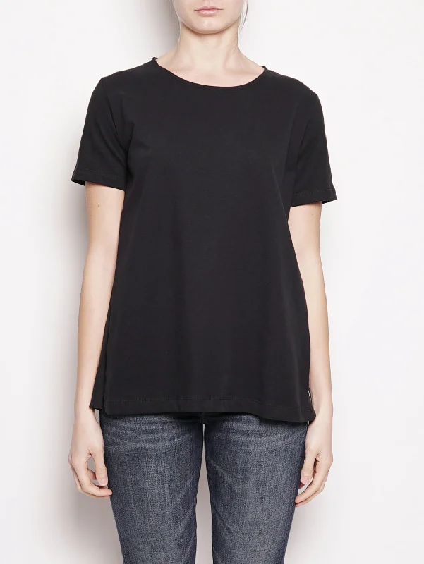 T-shirt in cotone e seta Nero