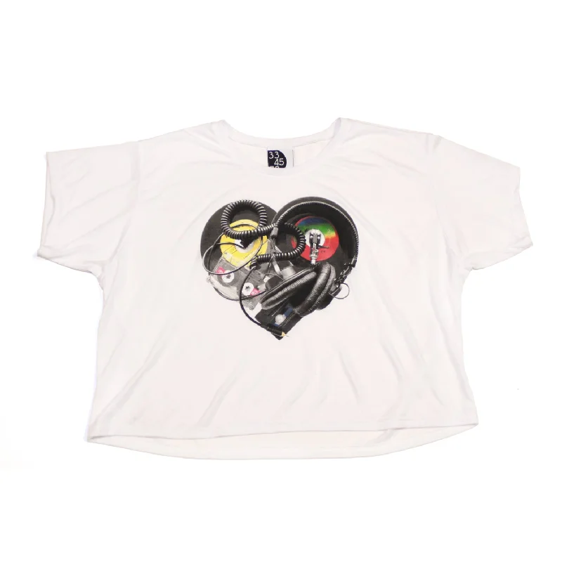 Ongaku Womens In Love Crop T-Shirt White