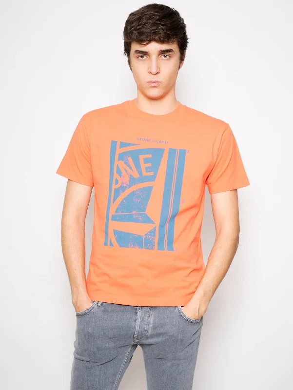 T-shirt con Grafica in Cotone Arancione