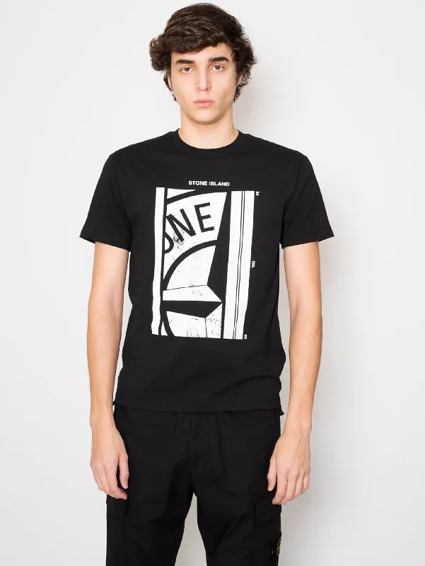 T-shirt con Grafica in Cotone Nero