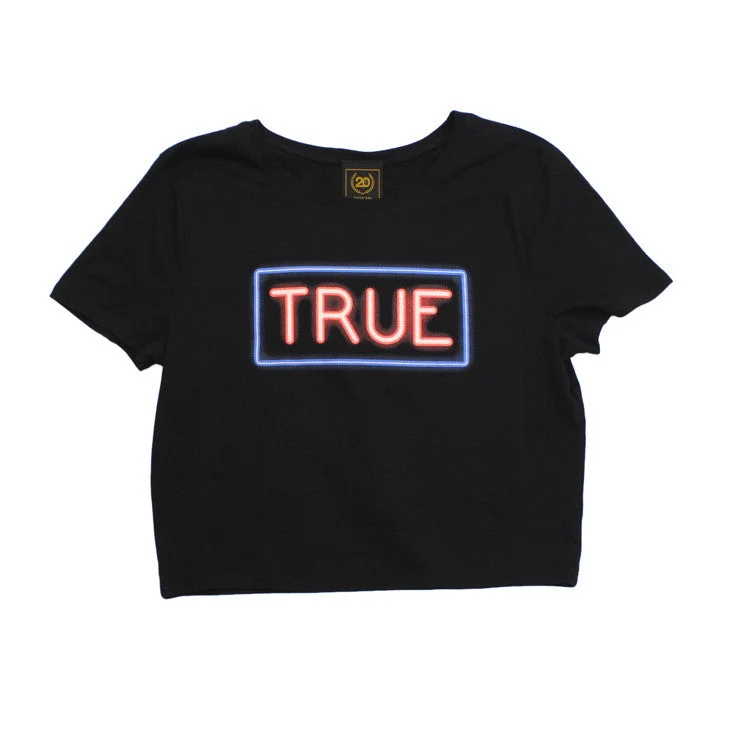 True Womens Neon Crop Top Black