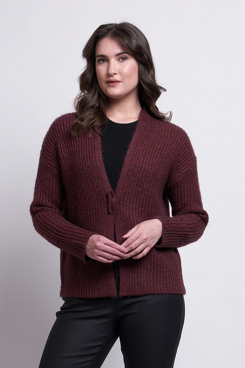 Foil Women's Cardigan Shine Bright in Pinotage